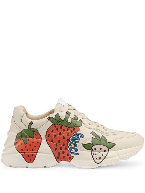 women's screener gucci strawberry sneaker|women gucci rhyton sneakers.